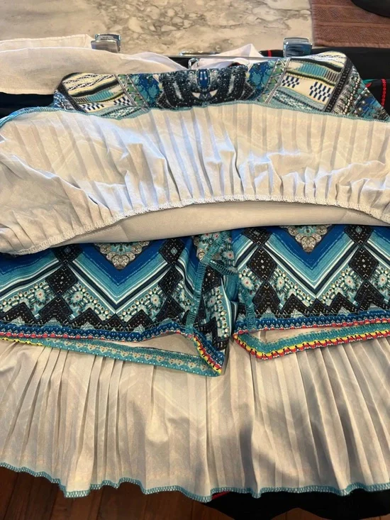 Lucky in Love Blue Multi-Pattern Tiered Mini Tennis Skirt - Picture 7 of 7